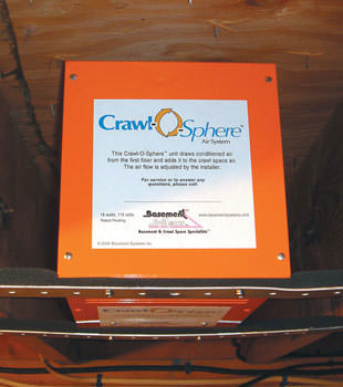 A ventilation fan installed for a crawl space in Terry