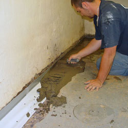 Testing a French drain system in a Philadelphia home.
