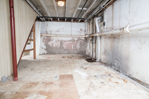 Before Basement Waterproofing in Central Mississippi