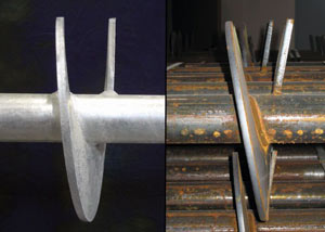 a proper and improper helical blade system in two different foundation piers in Brandon.