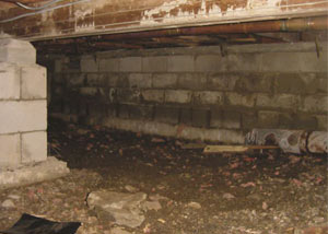 Rotting, decaying crawl space wood damaged over time in Pearl
